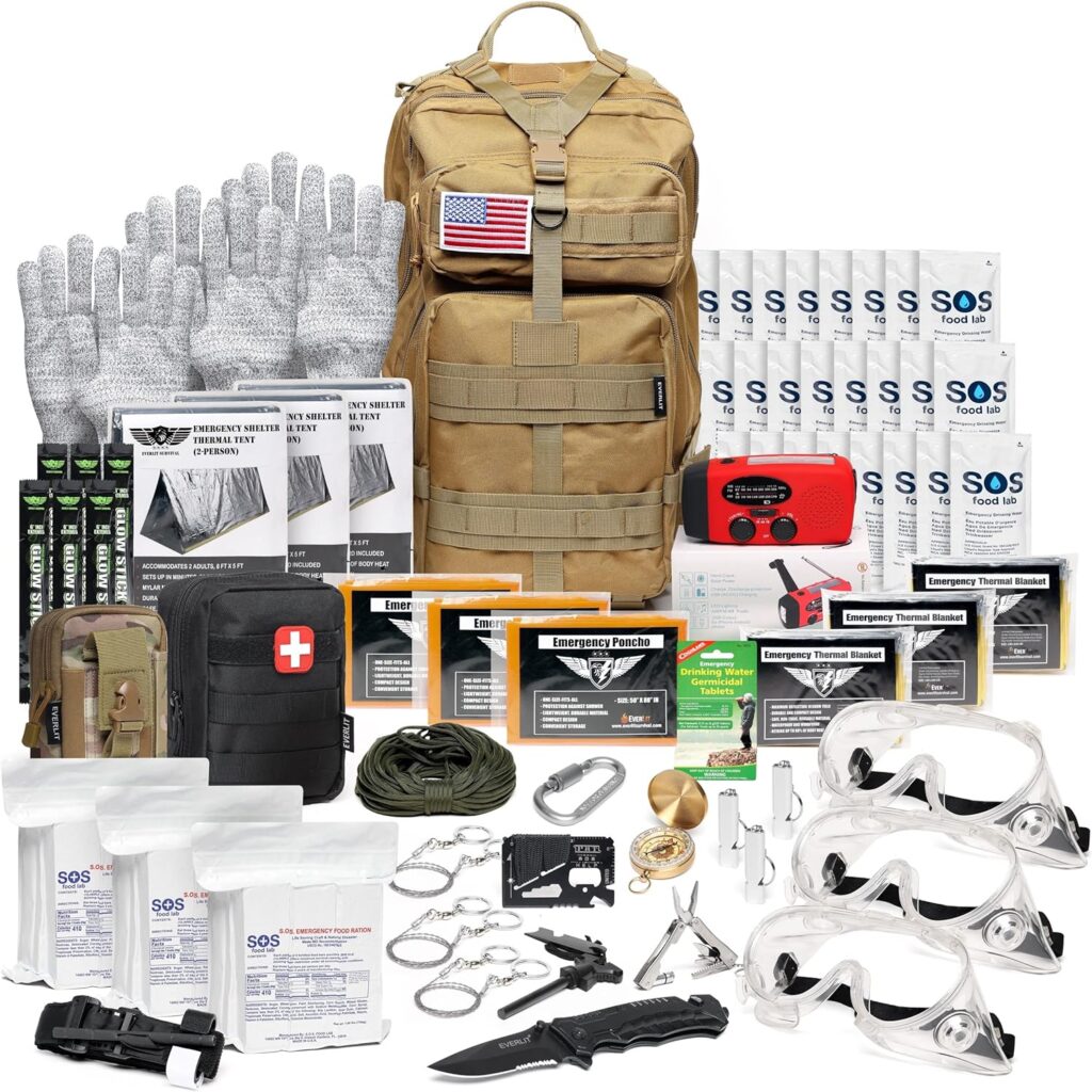 EVERLIT Complete 72 Hours Earthquake Bug Out Bag Emergency Survival Kit for Family. Be Prepared for Hurricanes, Floods, Tsunami, Other Disasters