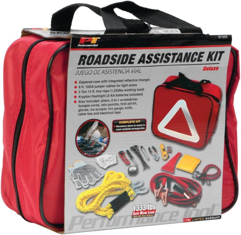 Performance Tool W1555 Deluxe Roadside Emergency Assistance Kit With Jumper Cables