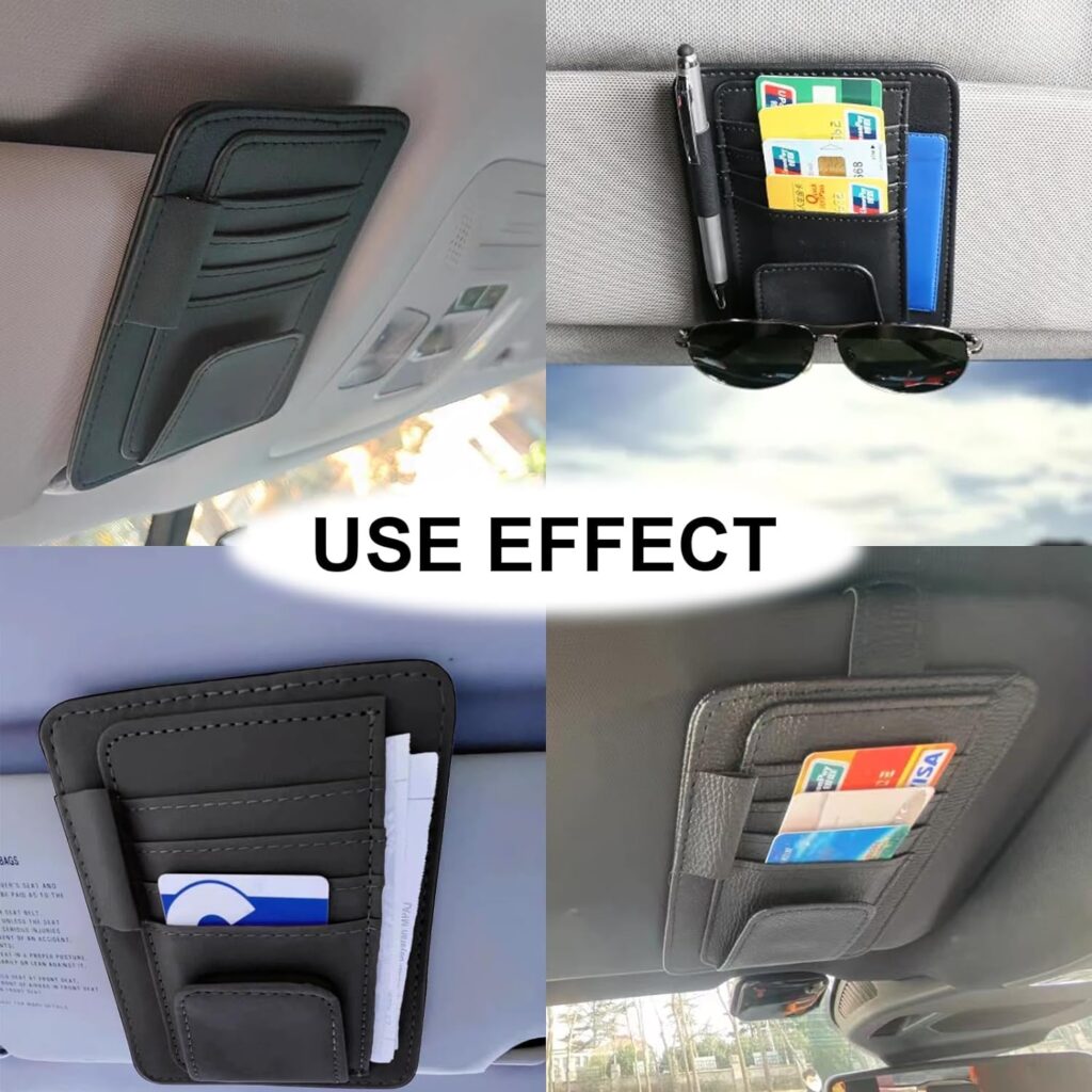USTOPF1T Car Storage Visor Holder, Sunglasses, Insurance, Pen, Keys, Phone for Car, SUV, Truck, Auto-Interior Visor Accessories (Black)