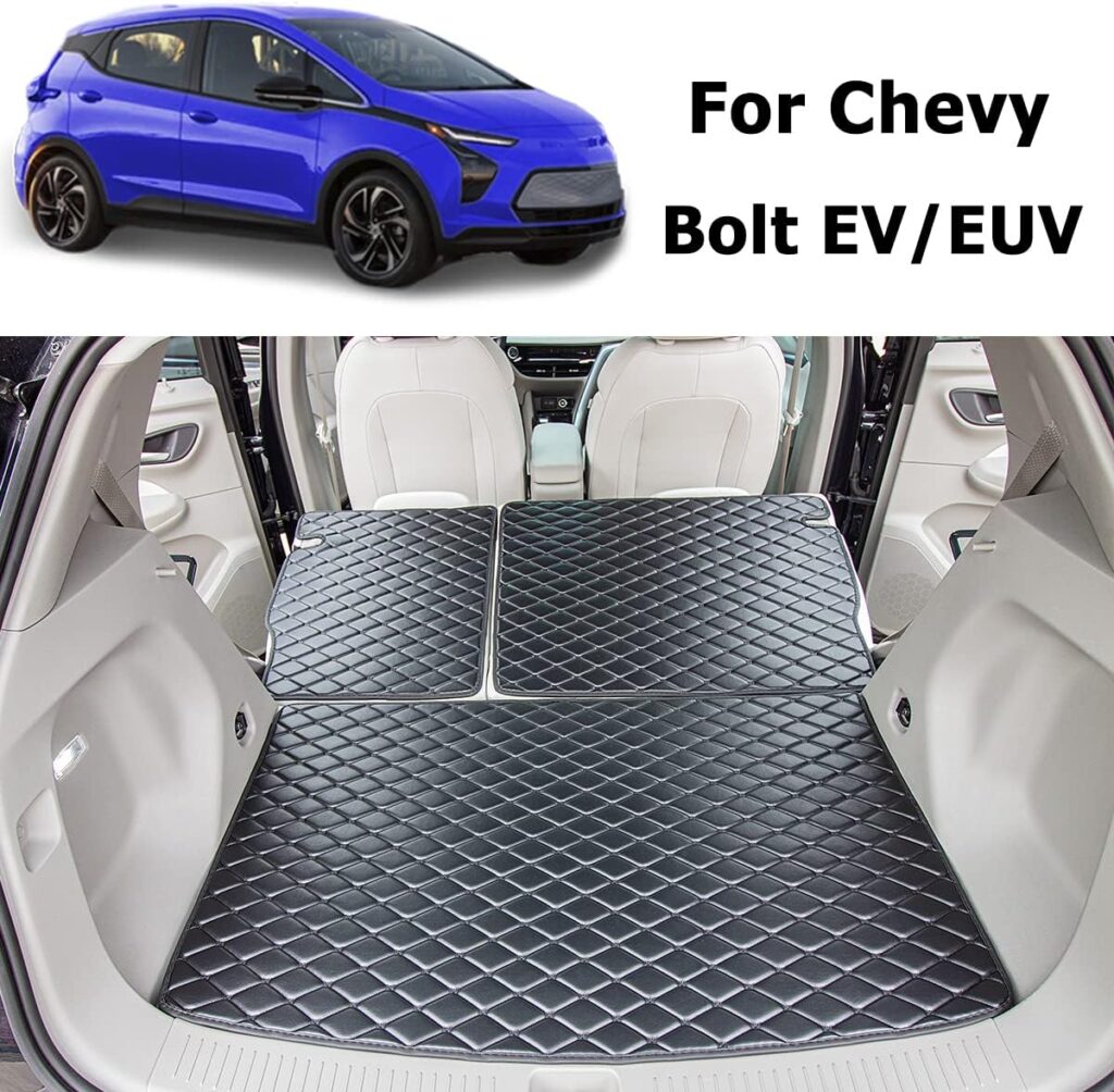 7DEEKEI Cargo Mat for 2017-2024 Chevrolet Bolt Trunk Mat and Rear Backrest Mat Cargo Liners All Weather Anti-Slip Chevy Bolt EV ＆ EUV 2021 2022 2023