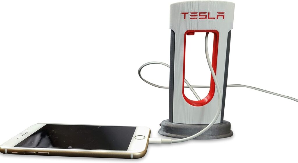 Desktop Supercharger Replica Charging Station, Supercharger Station - Fits USB-C Cables for Android and iPhone (Red)