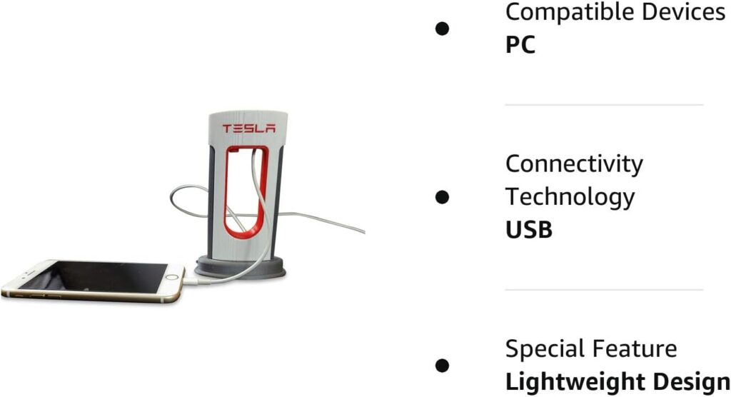 Desktop Supercharger Replica Charging Station, Supercharger Station - Fits USB-C Cables for Android and iPhone (Red)