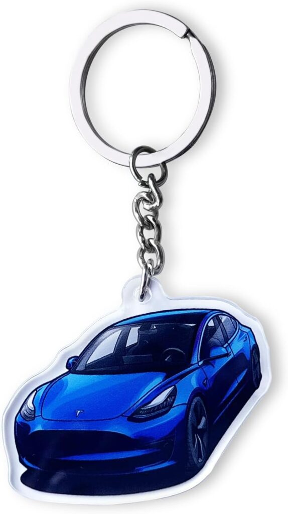 KIKIMO Keychain for Tesla Model 3 Model Y, Tesla Keychain, Acrylic Key Chain Key Ring for Model 3 and Model Y Accessories