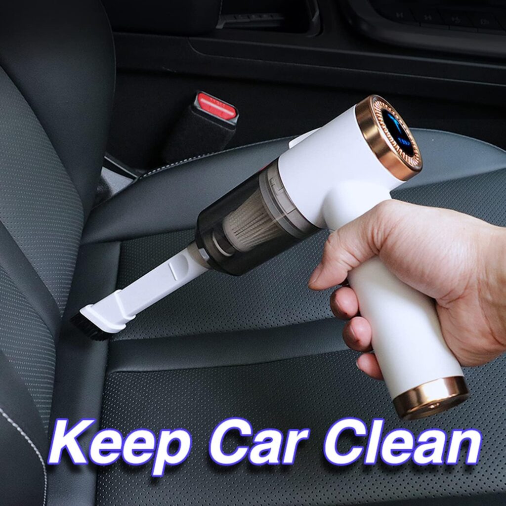 KIKIMO Vacuum Cleaner for Tesla Car Cleaner for Model 3/X/Y/S Portable Cordless Vacuums with LED Light Tesla Accessories with Powerful Suction 5V/120W/9000Pa Rotatable Vacuum White