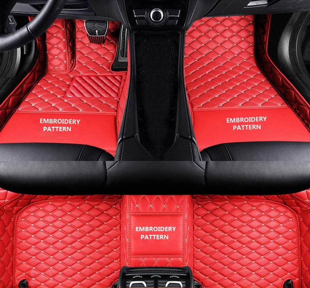 Compatible with/Replacement for Sedan SUV Sports Car Full Coverage Pads All Weather Anti-Slip Men Women Protection Leather Floor Liners (Black Blue)
