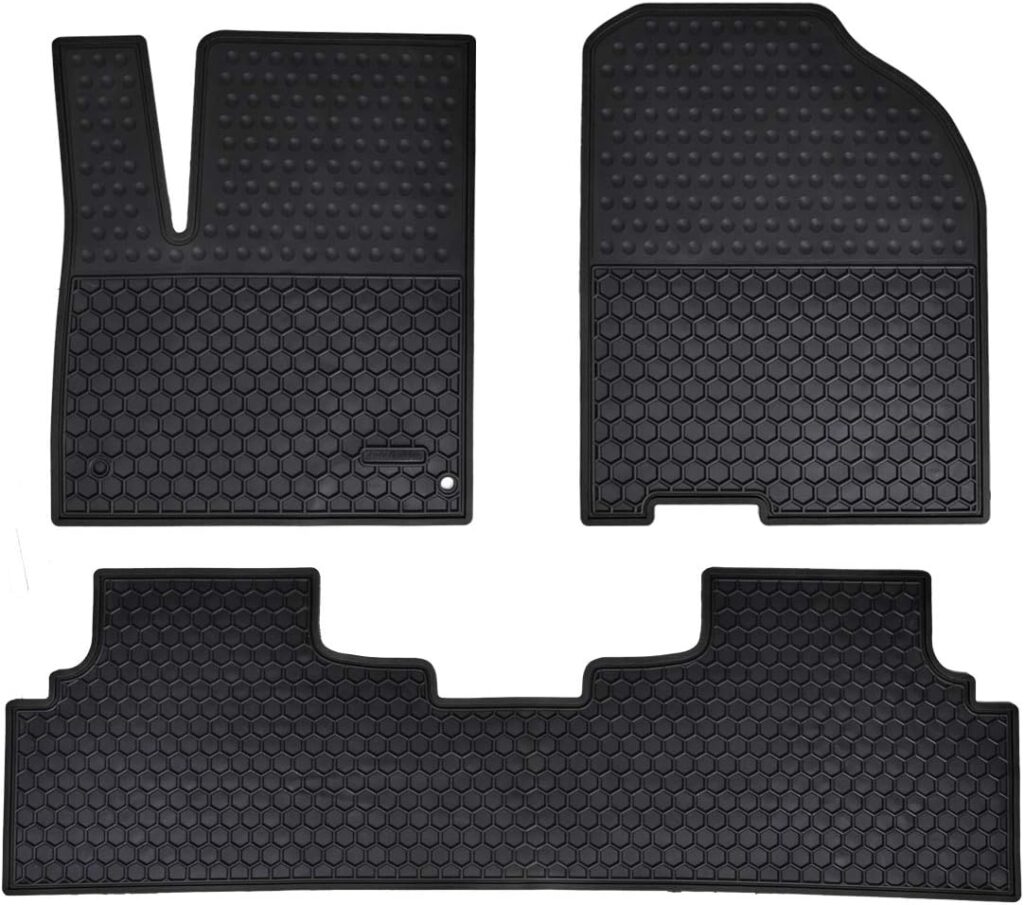 Megiteller Car Floor Mats Custom Fit for Hyundai Kona 2018 2019 2020 2021 2022 2023（Electric Models Only） Odorless Washable Heavy Duty Rubber (All Weather) Floor Liners Black