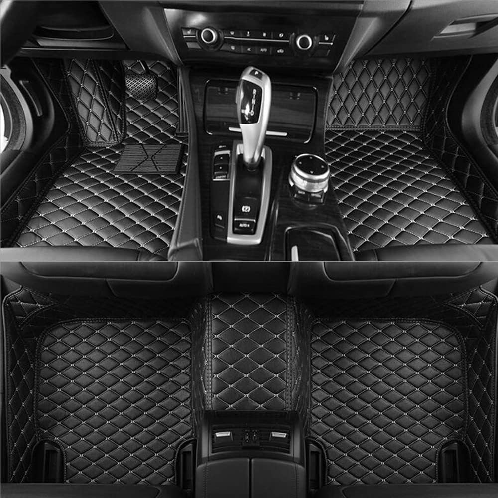 NYMCAR Custom car Floor Mats Compatible with BMW 1,2,3,4,5,6,7,8 Series X1,X2,X3,X4,X5,X6,X7,Z4 2000-2022 Car Full Coverage All Weather Pads Protection Non-Slip Leather Floor Liners (Black White)